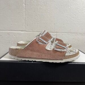 Birkenstock Arizona Shearling Brown Suede Sandals Slip On Women's 40 EU/9 US